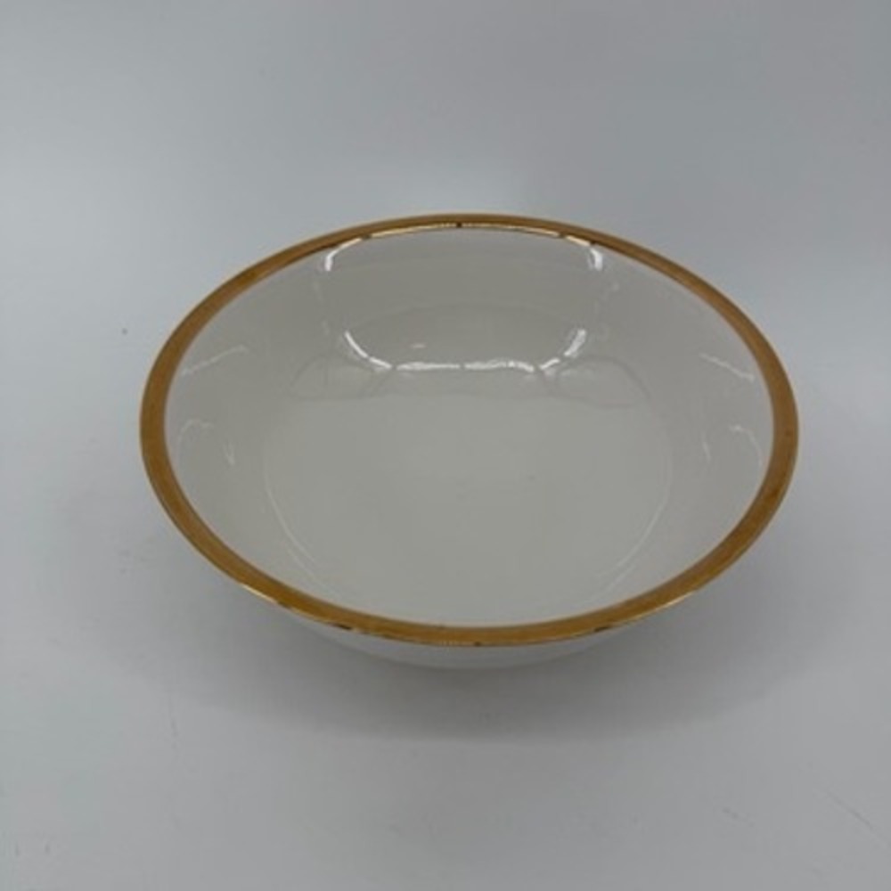 Pier 1 Porcelain Gold Band Serving Bowl White Round 9.25 inch Classic Elegant